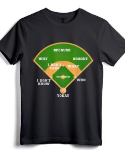 Wer ist auf der ersten Base? Baseball Diamond Fielding Card T-Shirt  Farbenfrohes Grafik-T-Shirt für Comedy-Baseball-Fans