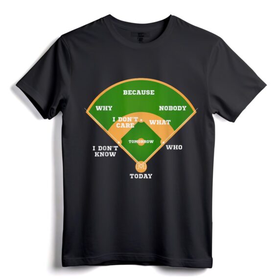 Wer ist auf der ersten Base? Baseball Diamond Fielding Card T-Shirt  Farbenfrohes Grafik-T-Shirt für Comedy-Baseball-Fans